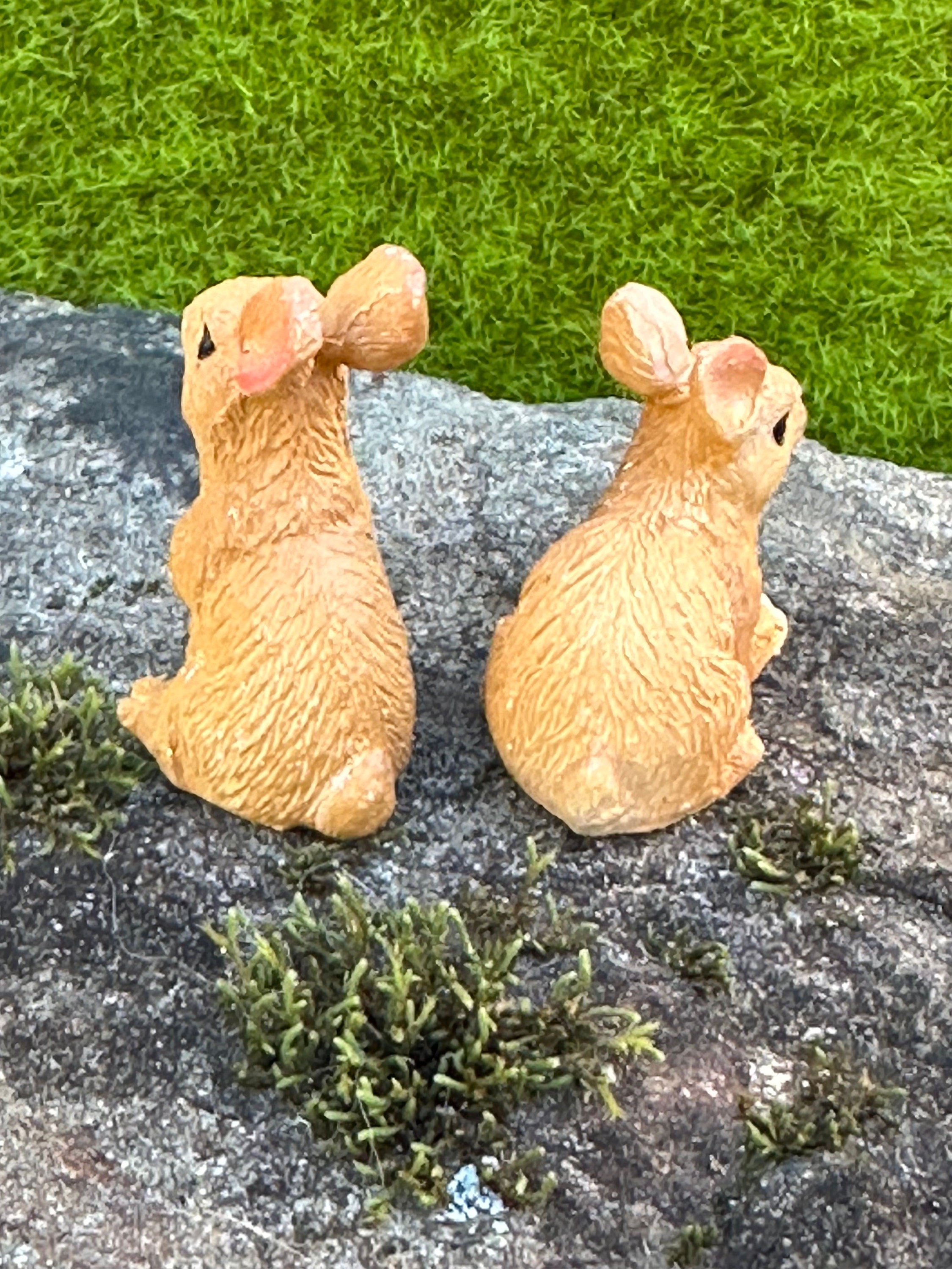 Set Di 8 Statuette Giardino Delle Fate: Coniglietti In Resina Per Decorazione Miniatura - 3