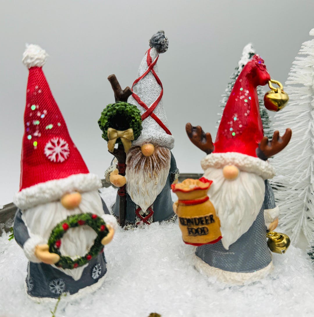 Fairy Garden Santa Gnomes Tray Terrarium Decor Holiday Cake Topper ...