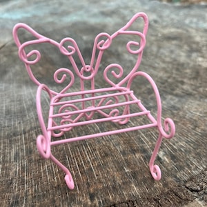 Fairy Garden accessories Metal dollhouse Furniture Mini pink  Butterfly Bench Slide girl birthday party terrarium decor dollhouse planter