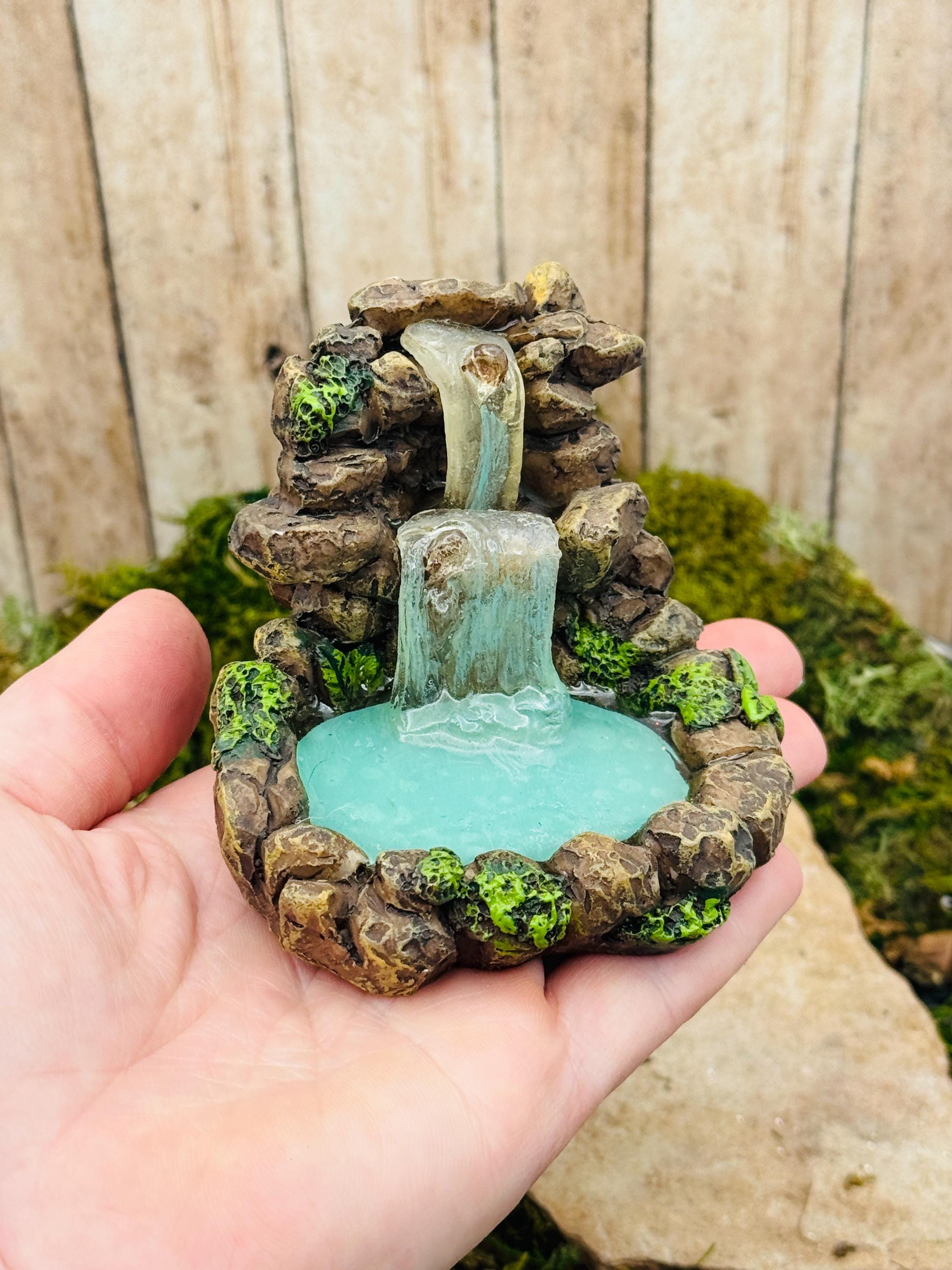 Miniature Fairy Garden Waterfall Resin Pond Mossy Woodland