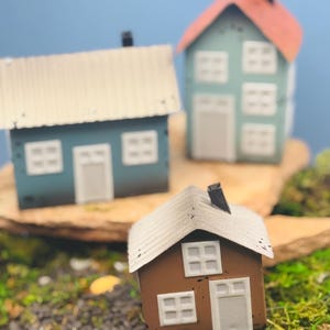 Mini metal Beach Lake House for Cake Topper terrarium coastal tray decor ocean birthday gift mom Adirondack planter palm tree fairy garden