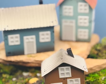 Mini metal Beach Lake House for Cake Topper terrarium coastal tray decor ocean birthday gift mom Adirondack planter palm tree fairy garden