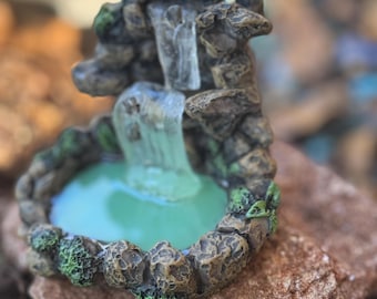 Miniatur Wasserfall Teich Dekor Kuchendekoration mossy Wald Wald Wald Wald Wald Wald Tannengrün Outdoor Garten Aquarium Wasser winzigen Kolibri Wald Dekor