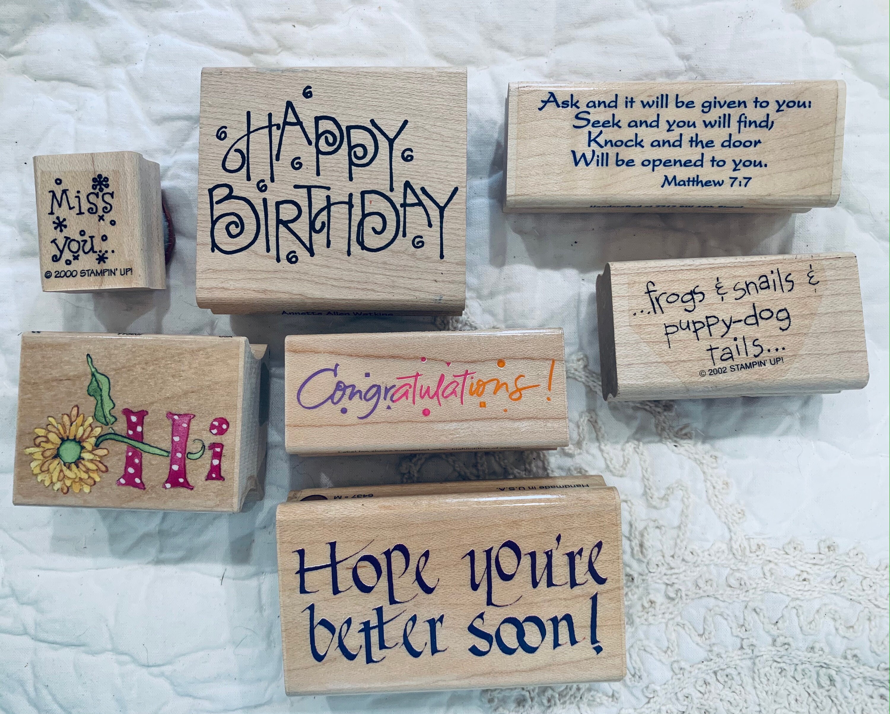 Tools Papercraft Happy Birthday Set of 2 Vintage Rubber Stamps Quote ...