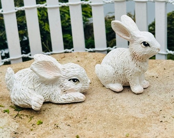 Fairy garden miniature rabbits dollhouse accessories bunny woodland cake topper Terrarium Garden Decor enchanted cute animal forest friends