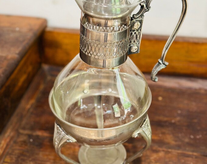 Vintage Silver Plated & Glass Coffee Carafe Vintage Wedding Serving