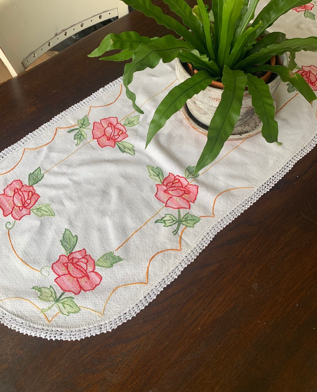 Hand Sewn Vintage Rose Table Runner Etsy New Zealand