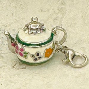 Colgante de tetera con dije en miniatura, regalo de fiesta para mamá y niña, joyería, collar de la Sra. Potts, dije de regalo para amantes del té, amistad, bella encantada floral