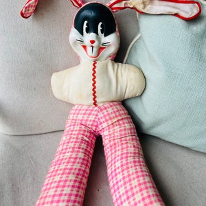 Vintage Warner Brothers Karneval Puppe - Sehr alte Kaninchen Puppe - Einzigartige Retro Bug Bunny Puppe-Bugs Bunny Sammlerstück-Looney tunes antike Puppe