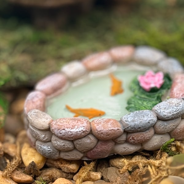 Fairy Garden miniatures Koi fish Pond Terrarium aquarium diorama accessory birthday Gift Cake topper Potted Plant fish deco woodland