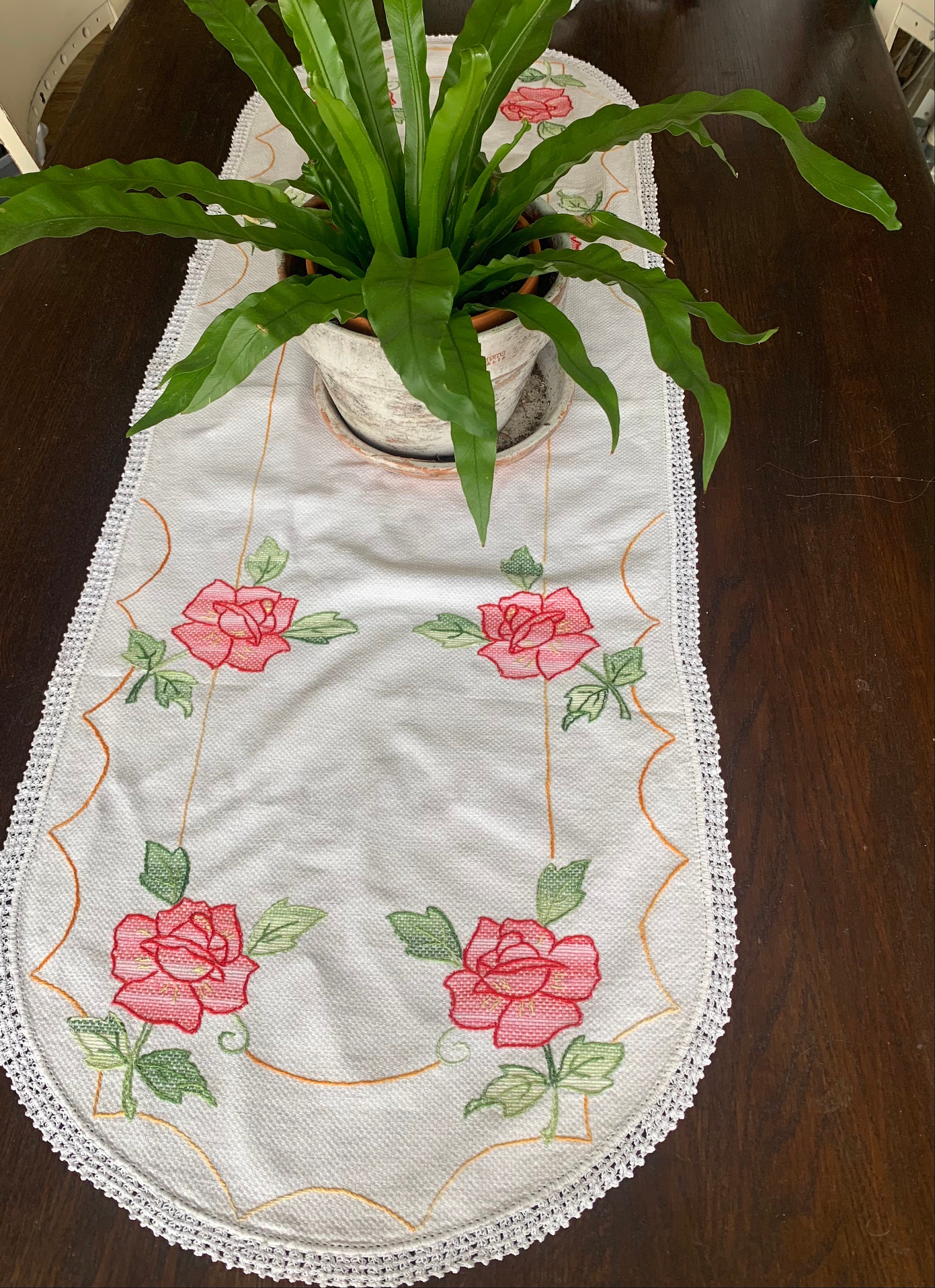 Hand Sewn Vintage Rose Table Runner Etsy New Zealand