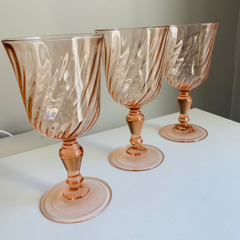 pink depression wine glasses