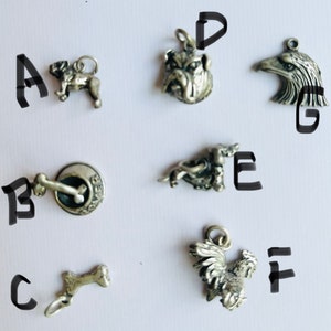 Sterling Silver Vintage Dog Charms for bracelet-necklace-keychain - Bulldog Charms - Gamecock Charm - Eagle Charm-team spirit jewelry-craft