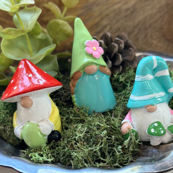 Fairy Garden  - Fairy Garden Gnome / Fairy Gnome/ Yoga Gnome/ Gnome with Mushroom / Terrarium / mini Girl Gnome/ mini garden / mushroom