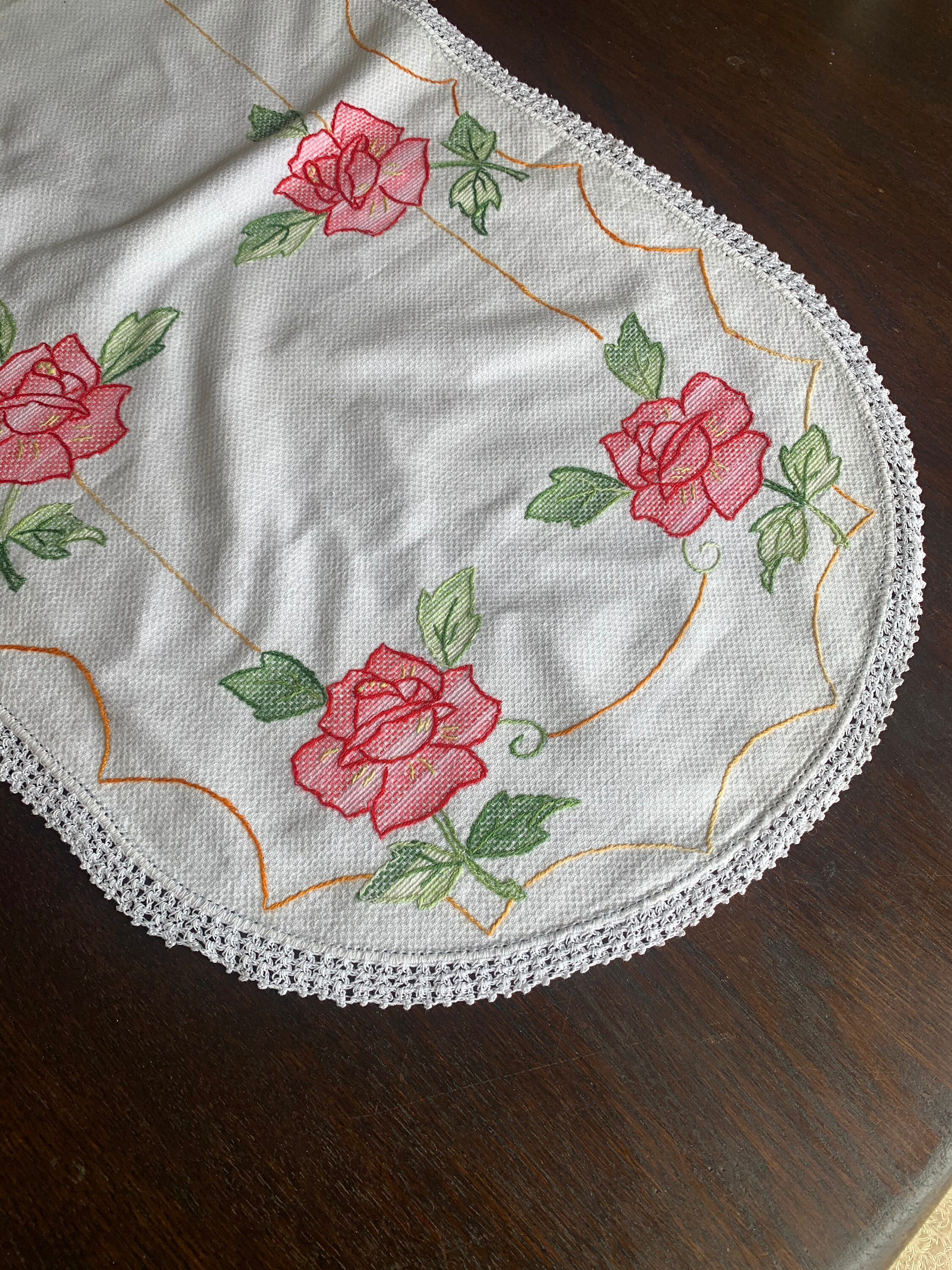 Hand Sewn Vintage Rose Table Runner Etsy New Zealand