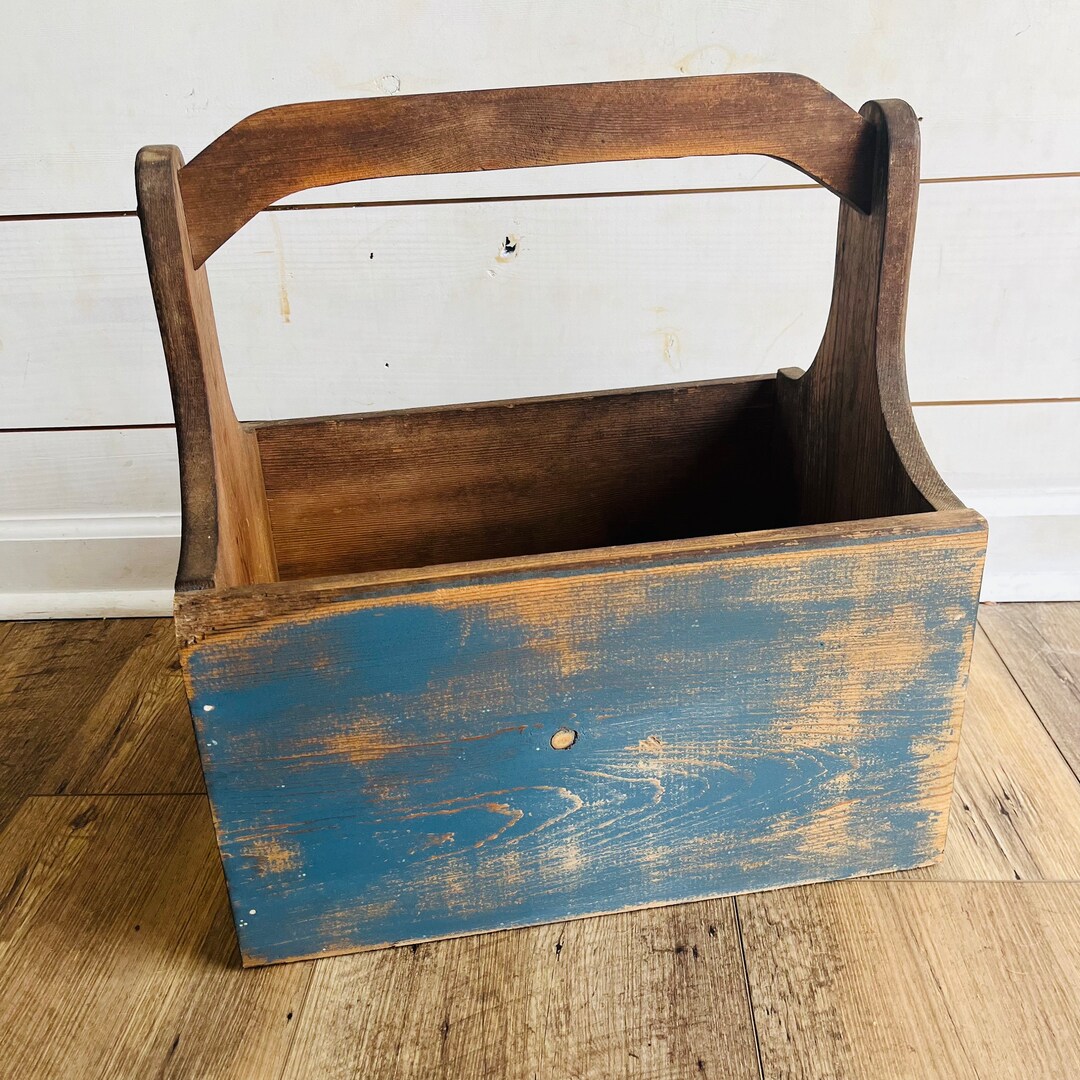 Vintage Rustic Wood Box With Handle Large Farmhouse Wood Box Etsy