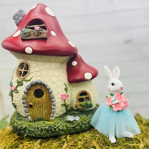 Lysande älvhus älva magisk flicka födelsedag nytt hem babyshower Minipresent till mamma barnbarn trädgårdsmästare kanin vårsvamphus