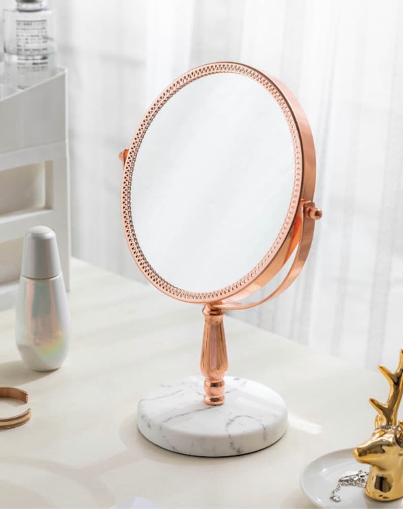 Rose Gold Makeup Mirror Marble Tabletop Mirror Desk Mirror  Etsy
