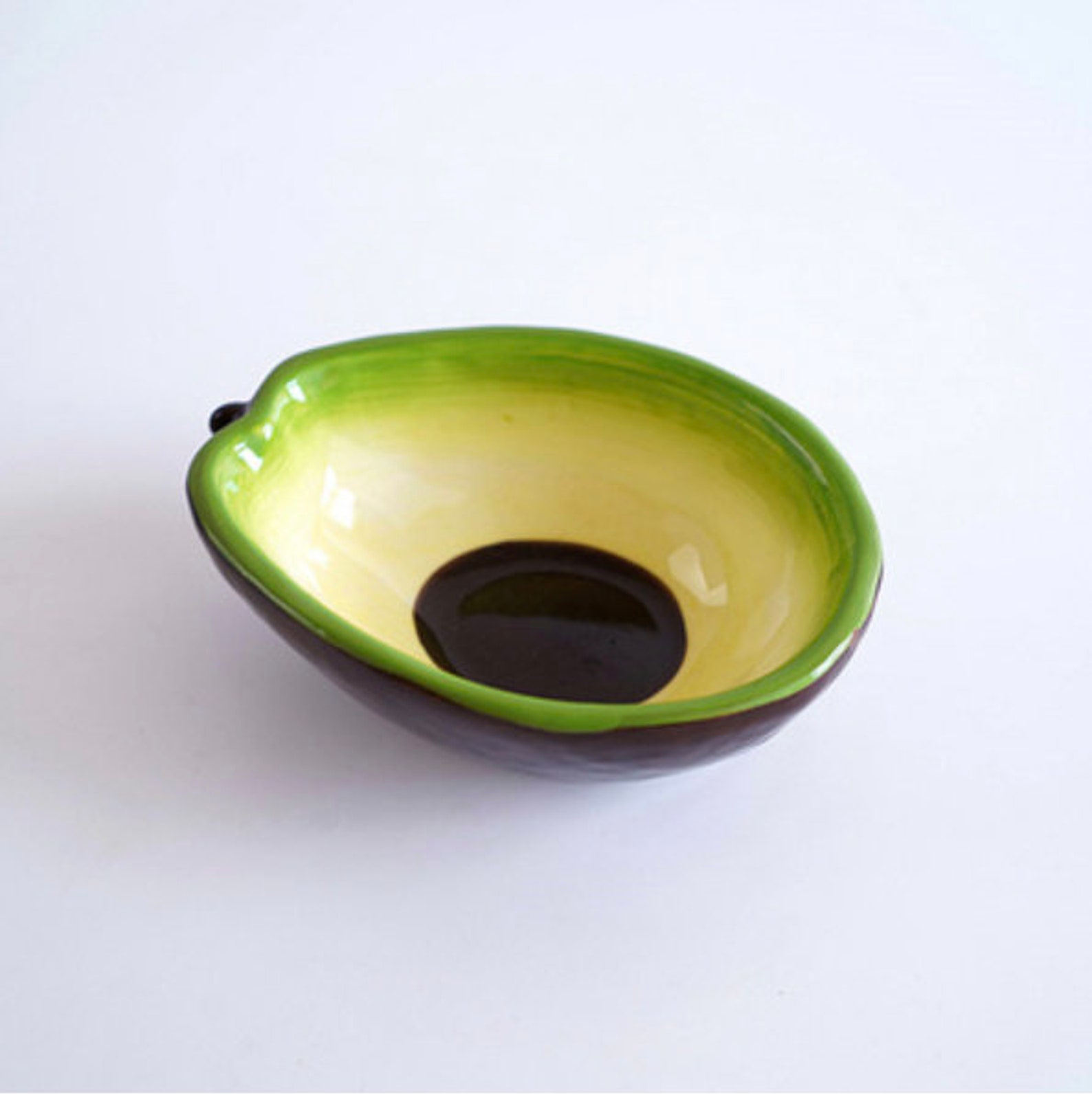 Avocado bowl Ceramic Art Plate Avocado Shape Hand Painted Etsy