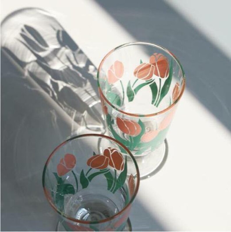 Clear Glass Flower Cup Tulip Tall Glass Daisy Gift Etsy