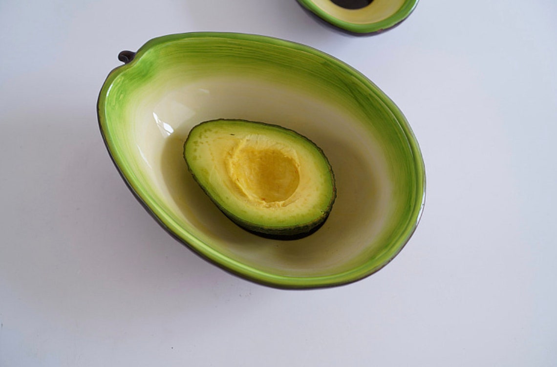 Avocado bowl Ceramic Art Plate Avocado Shape Hand Painted Etsy
