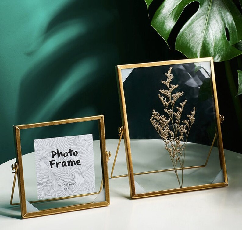 Double Glass Standing Photo Frame Flower Frame Picture Frame Etsy