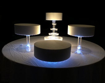 4 Tier - Wedding Cake Stand with White LED Lights