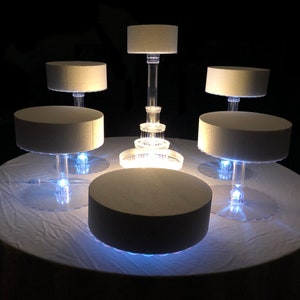 6 Tier Wedding Cake Stand with White LED Lights image 1