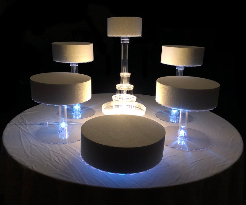 6 Tier Wedding Cake Stand with White LED Lights image 1