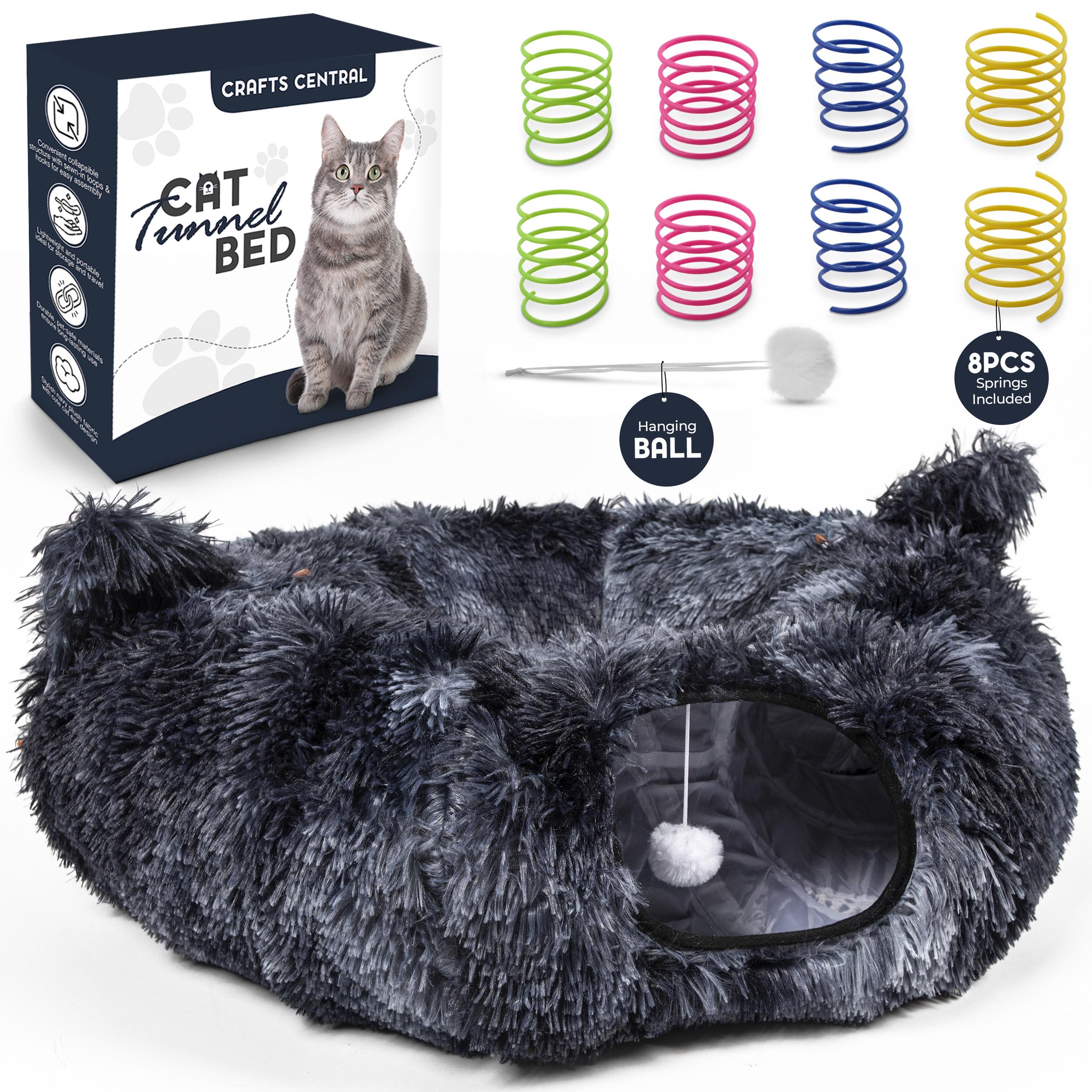 Cat Tunnel Bed for Indoor Cats Cat Cave Kitty Ears Design Cat Tunnel Donut With Hanging Ball 8 Cat Springs Etsy