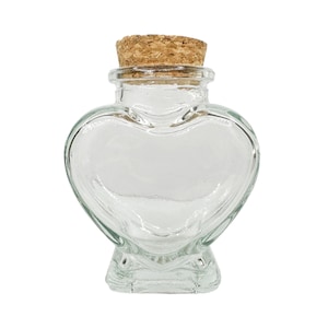 Glass Jar Bottle with Cork Lid, Great For DIY&#39;S, Decoration and Party Favors (Heart Shape - 3-1/4&quot; Inch)