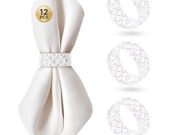 Clear Crystal Plastic Napkin Holder Rings 12 Pieces 2 inch