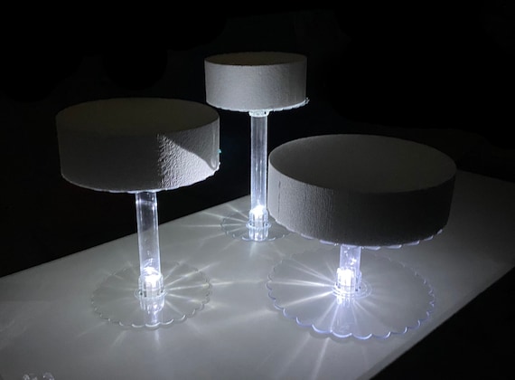 3 Tier Wedding Cake Stand With White Led Lights Etsy