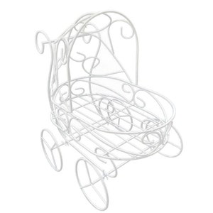Baby Shower White Metal Carriage Stroller Centerpiece