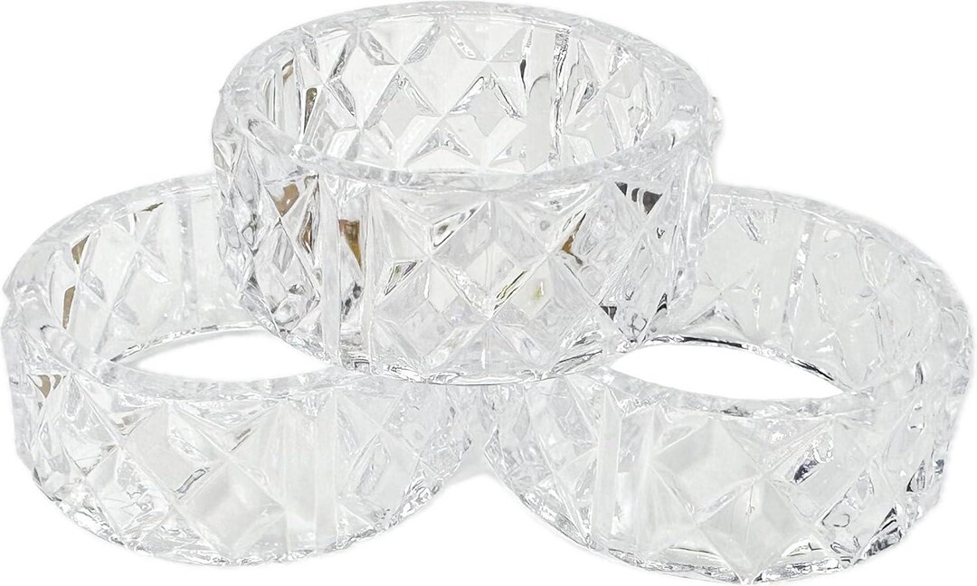 Clear Crystal Plastic Napkin Holder Rings 2 Inch - Great For Parties Weddings And Baby Showers 12
