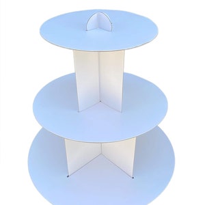 Soporte para cupcakes de cartón redondo blanco de 3 niveles, torre de postres, bandeja para servir pasteles apilados, exhibición de alimentos (paquete de 1)