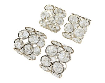Crystal Napkin Ring Holder, Set of 8 - Tabletop Décor, Cloth Napkin Ring Holder, Perfect for Dining Room, Kitchen, Parties, and Weddings