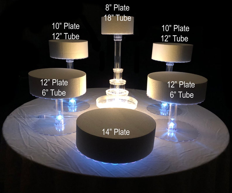 6 Tier Wedding Cake Stand with White LED Lights image 2