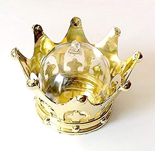 12 Pack - Fillable Baby Shower Favors Plastic Mini Crown Table Decorations with Clear Dome Lids