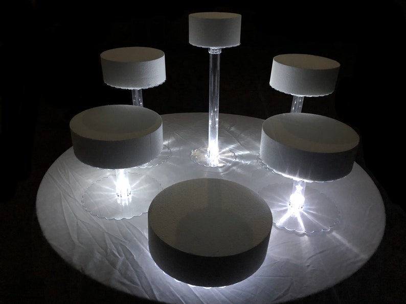 6 Tier Wedding Cake Stand with White LED Lights image 3