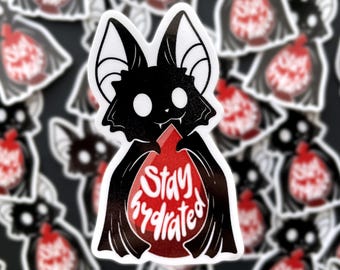 Stay Hydrated Bat Sticker – Cute Gothic Vampire Bat | Spooky Water Bottle Sticker | Glossy, Waterproof, UV-Sealed Vinyl Sticker