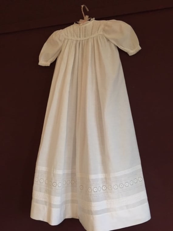 Victorian cotton christening gown with hand embroider… Gem