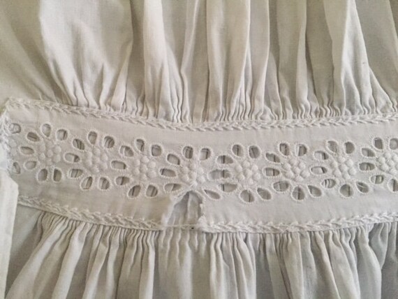 Antique cotton christening gown with hand embroid… - image 3