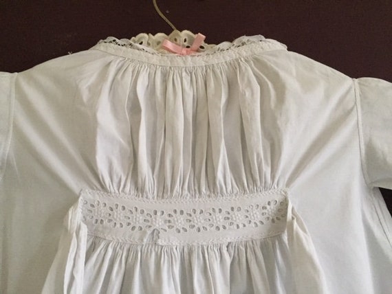 Antique cotton christening gown with hand embroid… - image 1