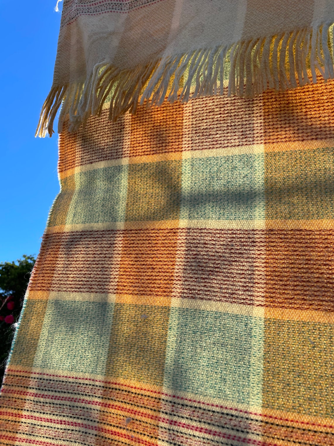 Traditional Vintage Welsh Wool Blanket Carthen Fringed in Etsy Canada