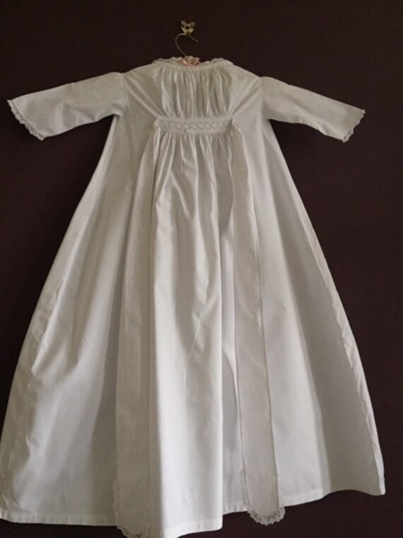 Antique cotton christening gown with hand embroid… - image 2