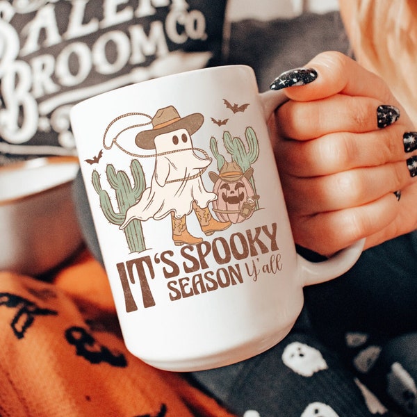 Halloween Spooky Western Mug 15oz, Halloween Mug, Spooky Coffee Cup, Ghost Halloween Cup, Ghost Halloween Cup, Haunt Cup, Ghostie Coffee Mug