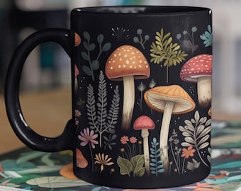 Cottage Core Mushroom Mug, Vintage Cottage Core Mug, Magic Mushroom, Botanical Mug, Plant Lover Gift, Fungi Mug, Gift for Nature Lovers