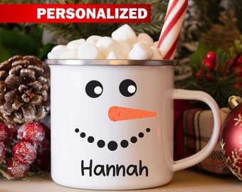 Kids Personalized Snowman Mug, Unbreakable Christmas Mug, Personalized Hot Chocolate Mug for Kids, Stocking Stuffer, Gift For Kids, 12oz Mug