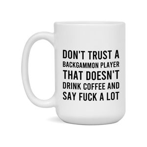 Board Game Gift Funny Backgammon Player Mug 15Oz White Ceramic Coffee Cup Novelty Gift